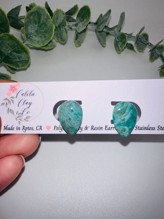 Jade Ocean Drop Studs