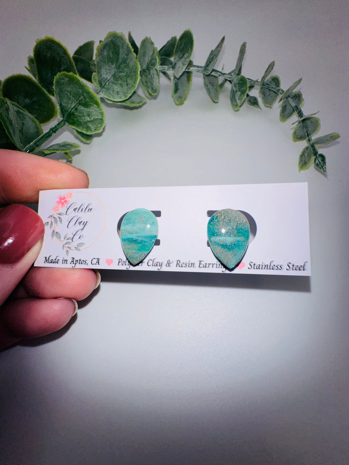 Jade Ocean Drop Studs