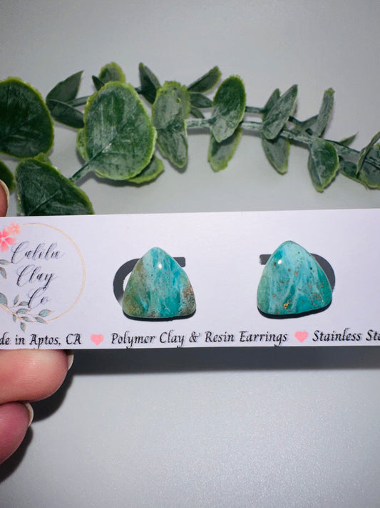 Jade Ocean Triangle Studs