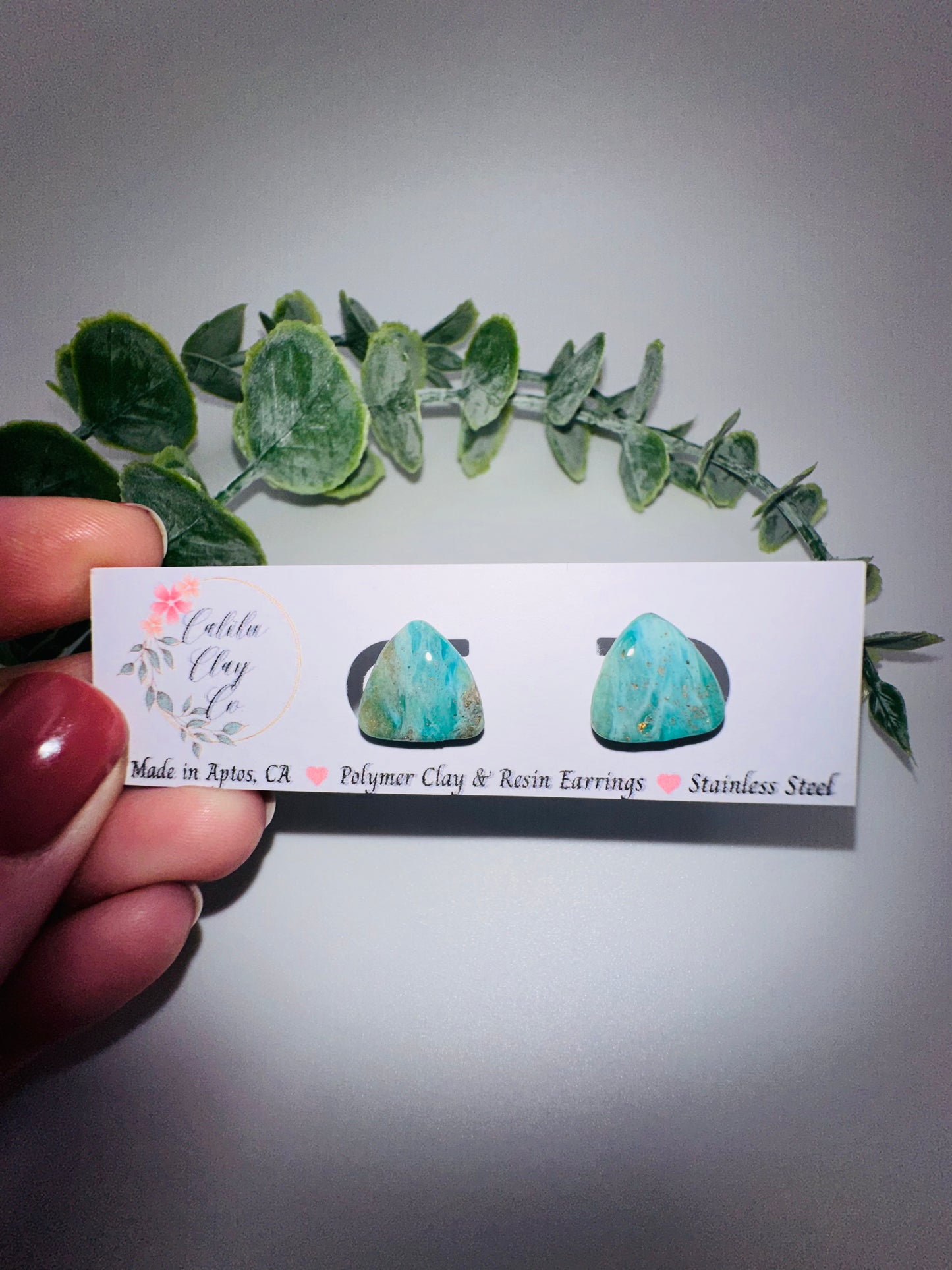 Jade Ocean Triangle Studs