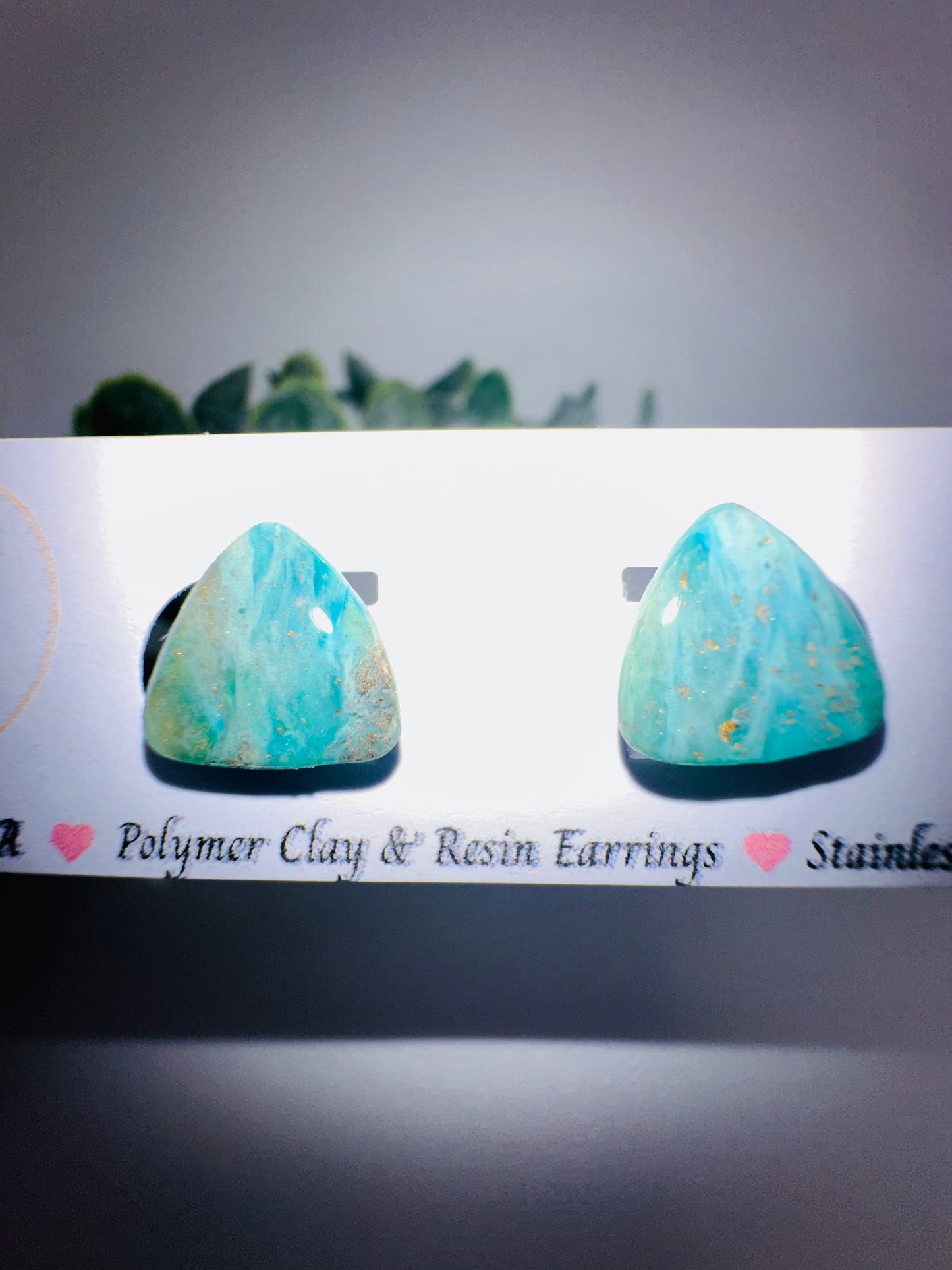 Jade Ocean Triangle Studs