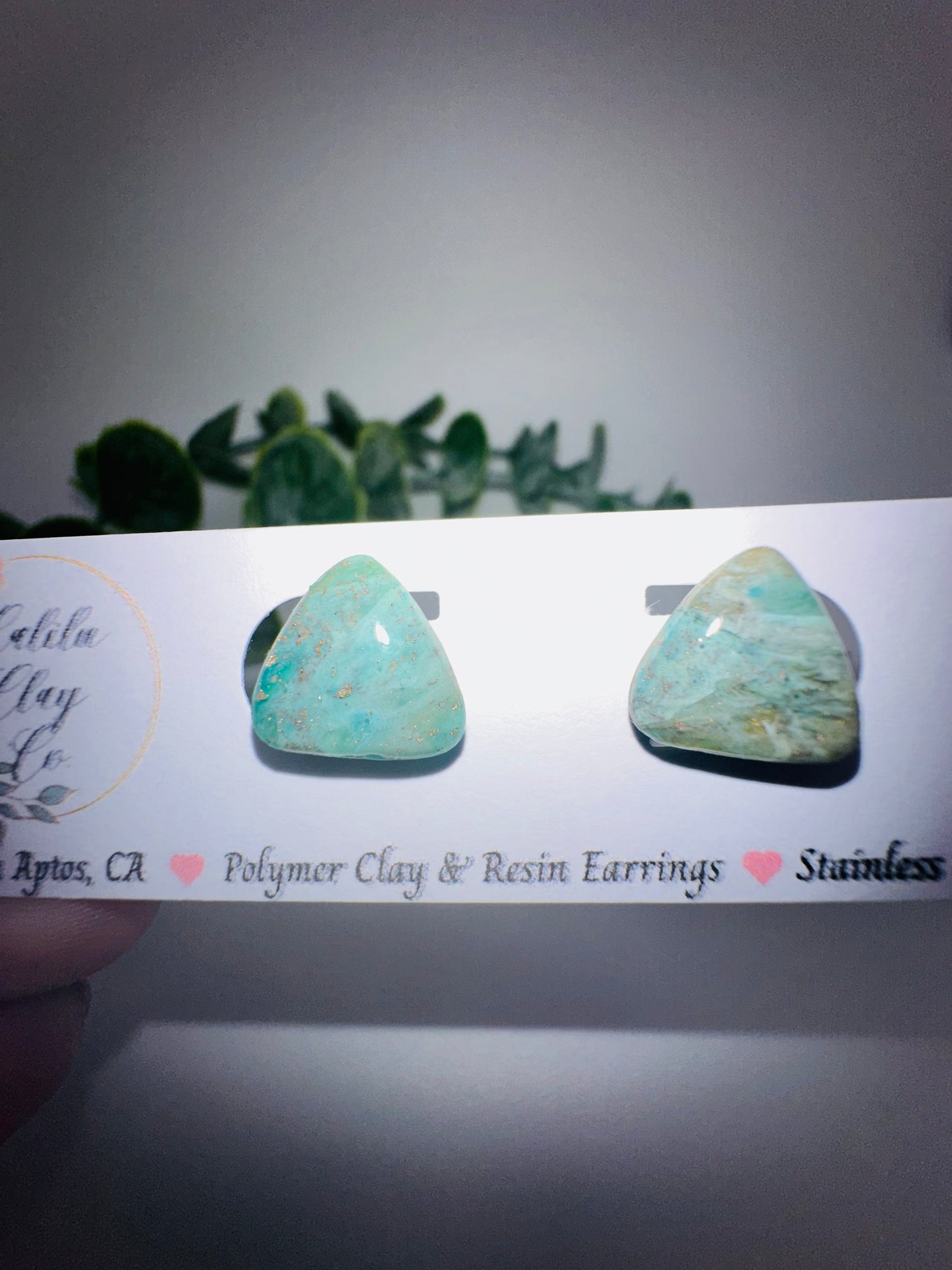 Jade Ocean Triangle Studs