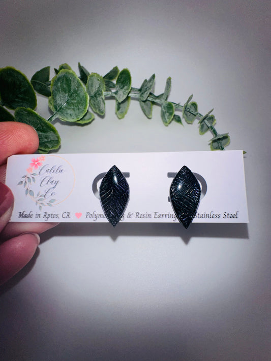 Black Shimmer Drop Studs