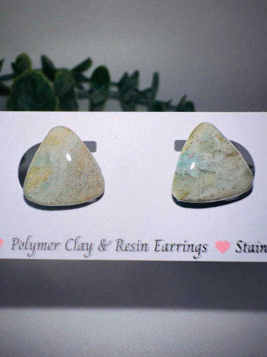 Marbled Jade Triangle Studs