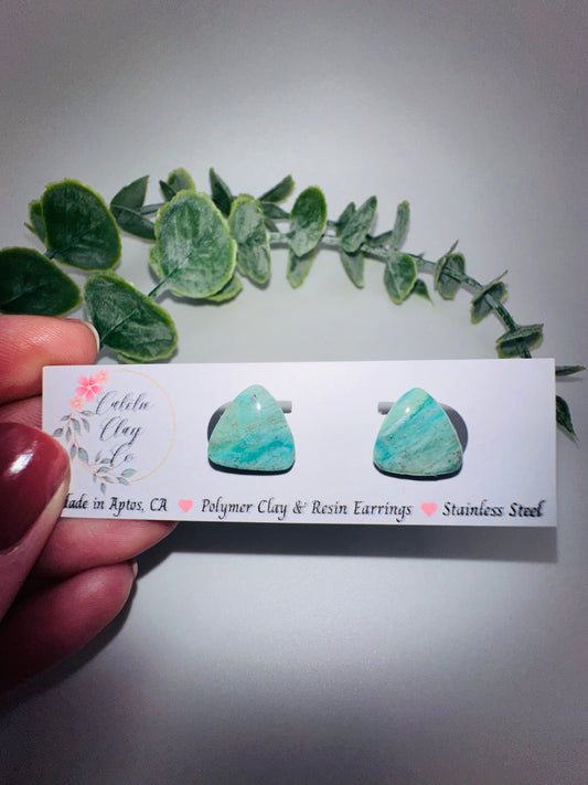 Jade Ocean Triangle Studs