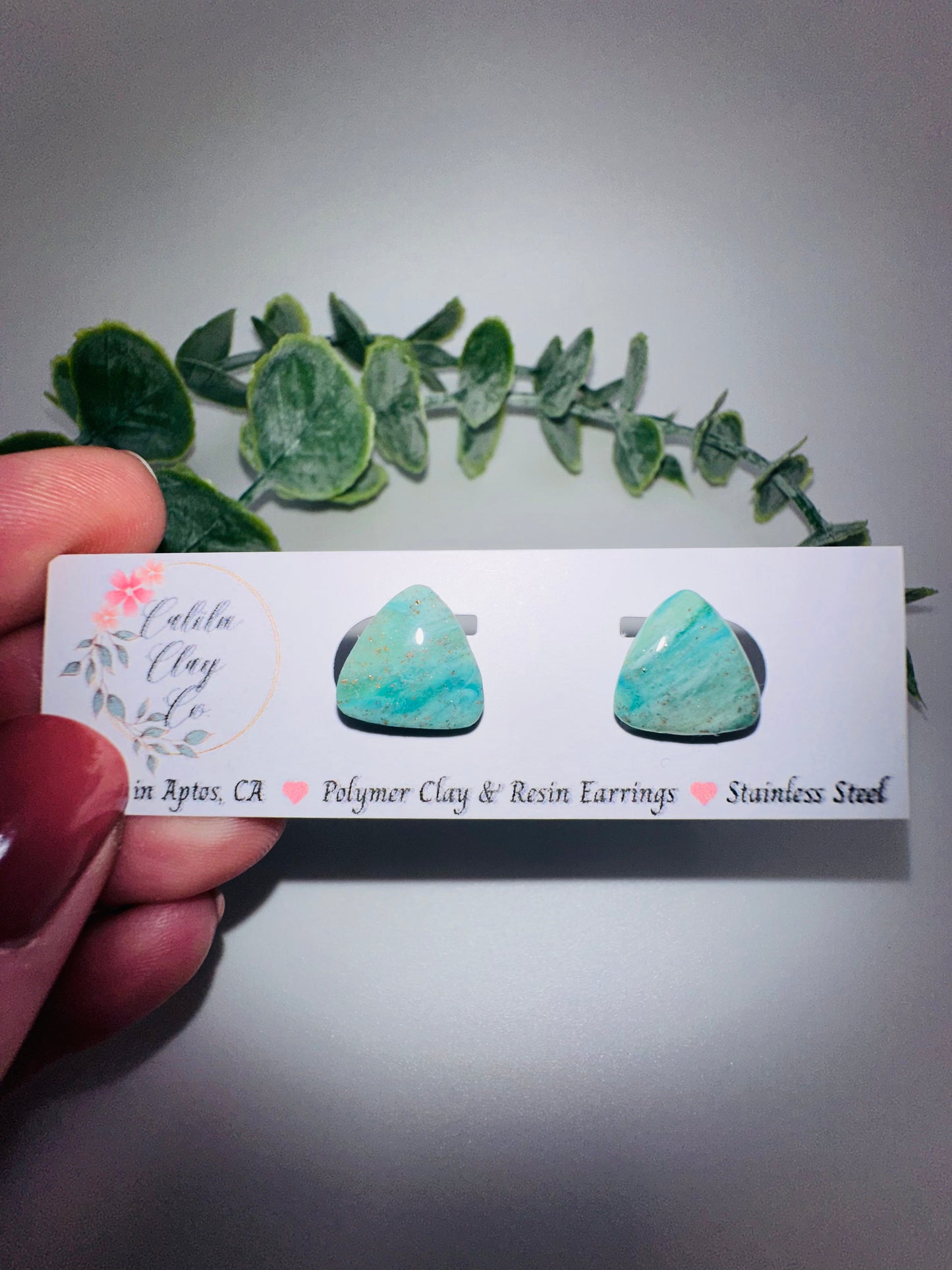 Jade Ocean Triangle Studs