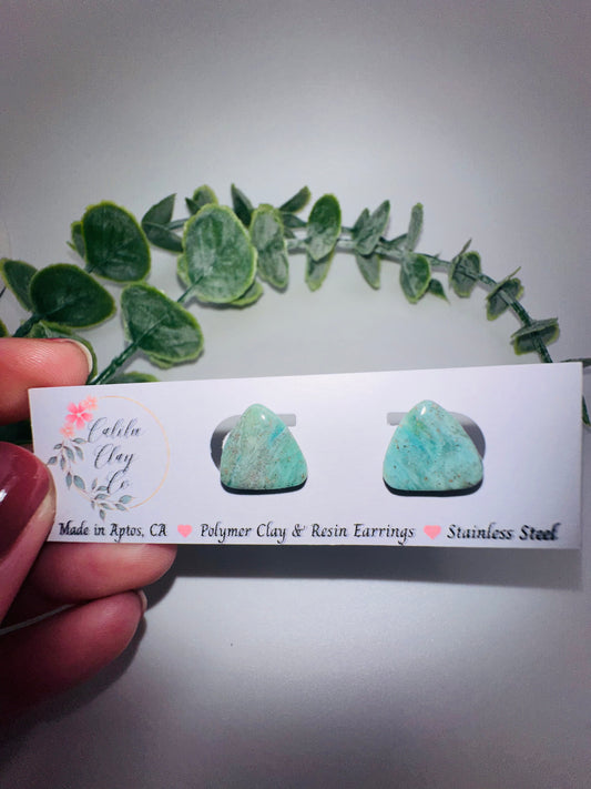 Jade Ocean Triangle Studs