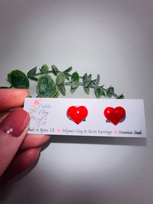 Red Heart Studs