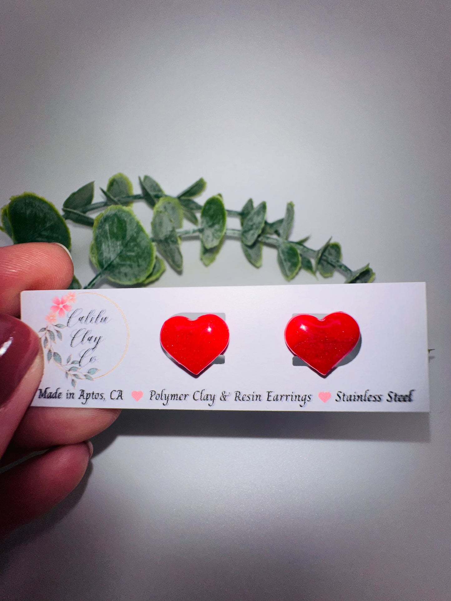 Red Heart Studs