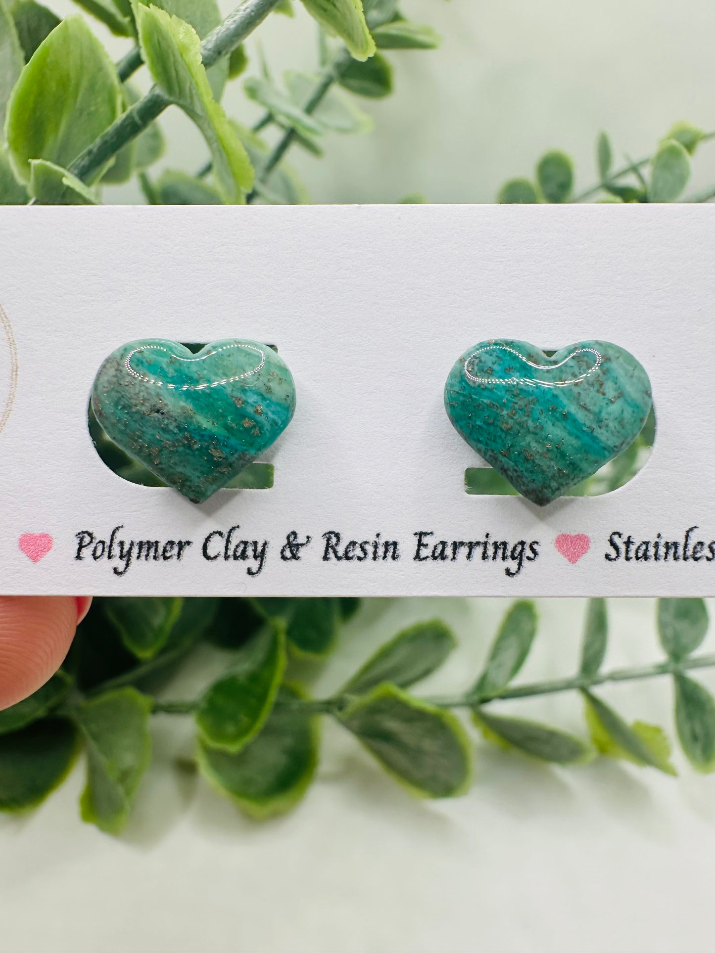 Teal Ocean Heart Studs
