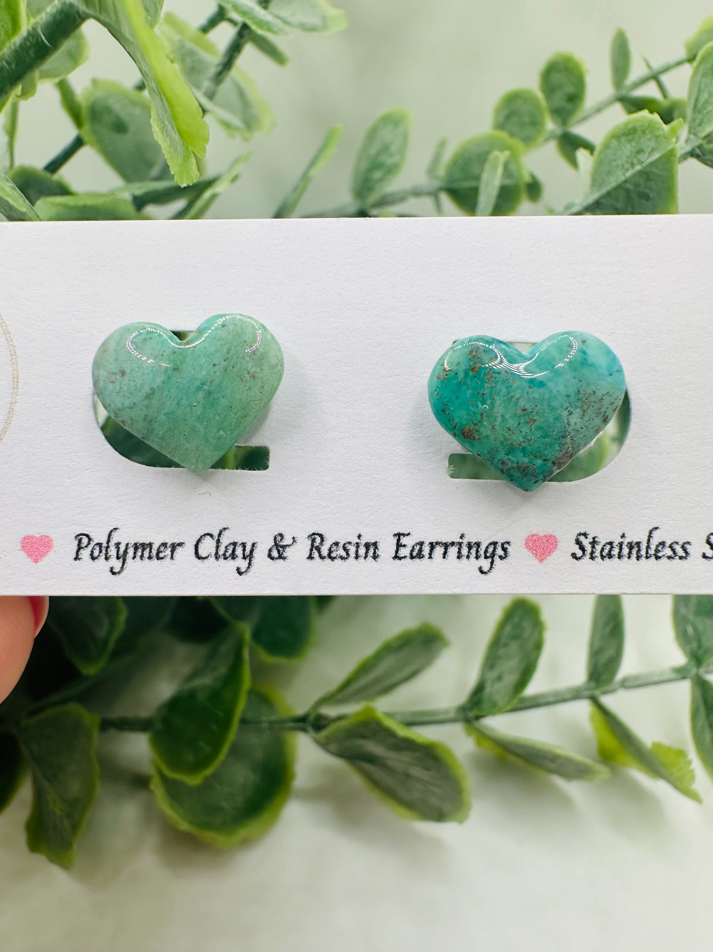 Teal Ocean Heart Studs