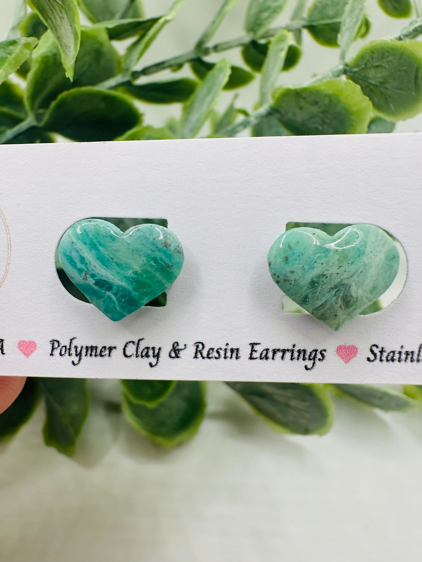 Teal Ocean Heart Studs