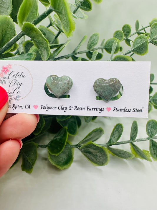 Teal Ocean Heart Studs