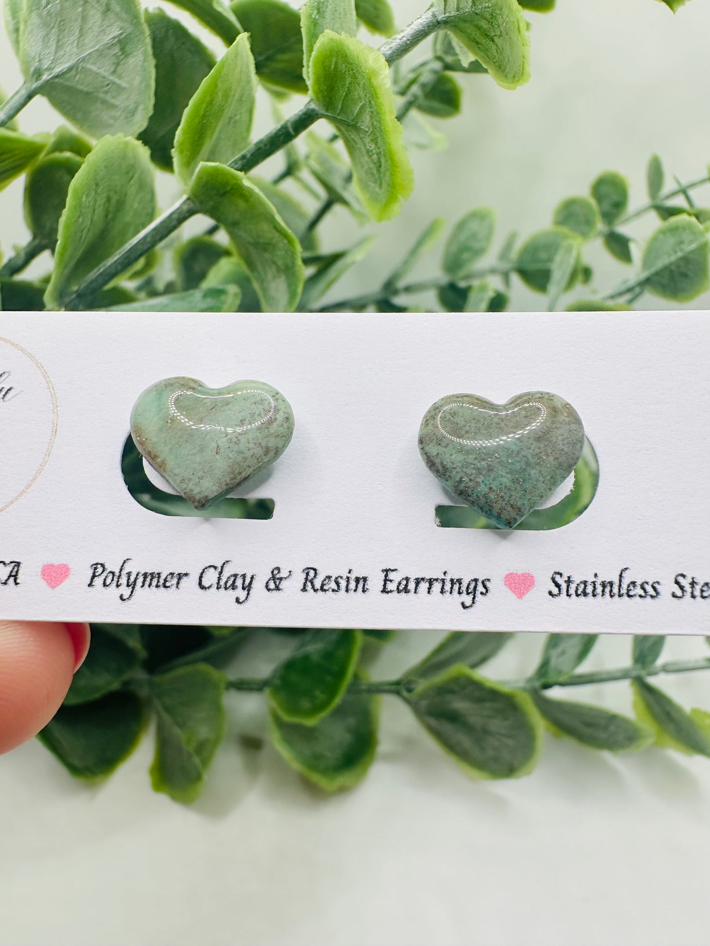 Teal Ocean Heart Studs