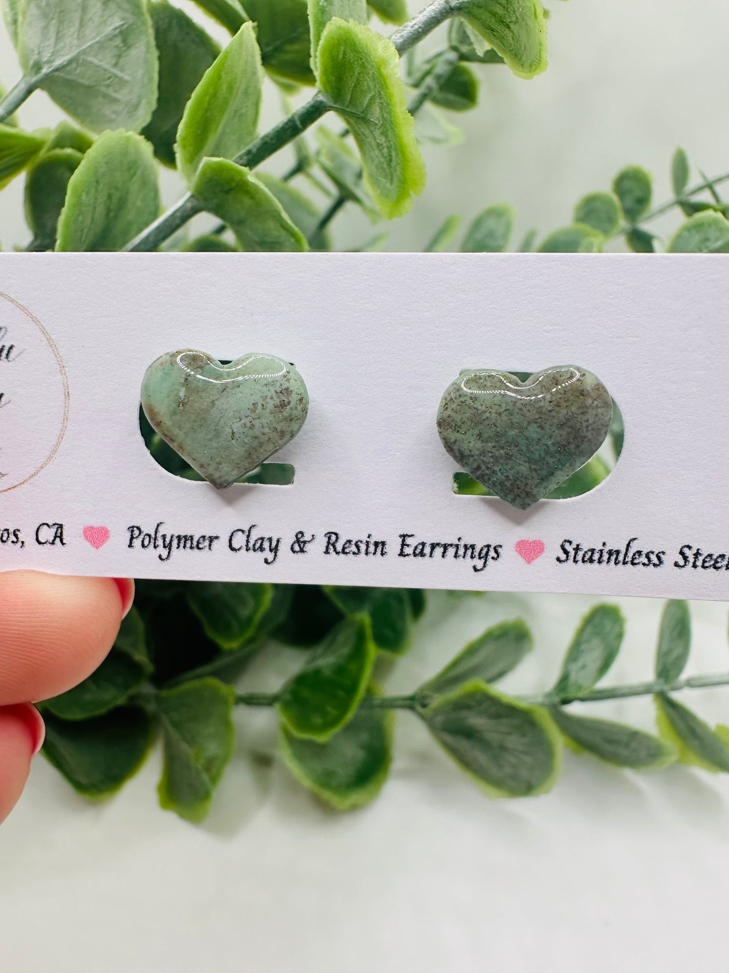 Teal Ocean Heart Studs