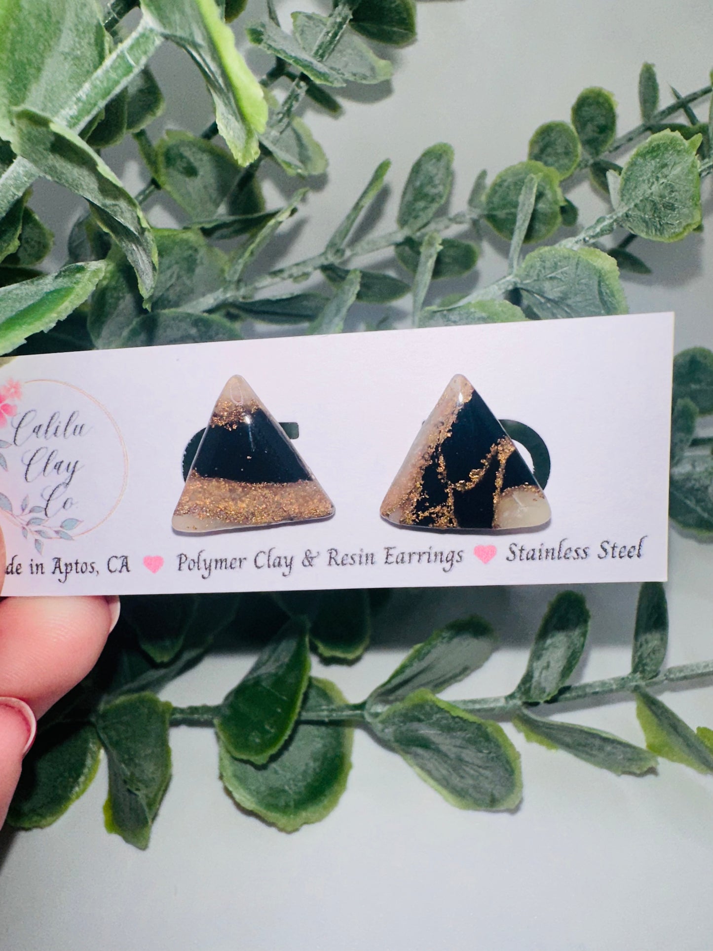 Marbled Triangle Stone Studs