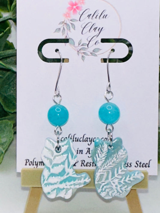 Light Blue Cat Leaves Dangles