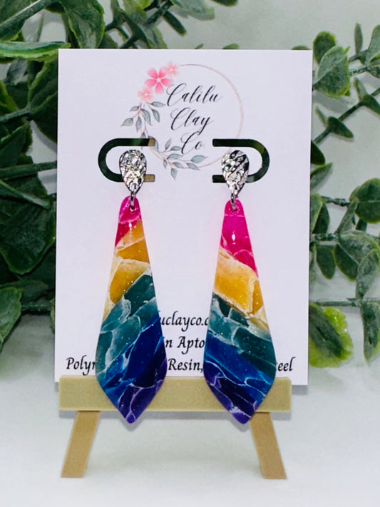 Rainbow Marbled Bar Dangles
