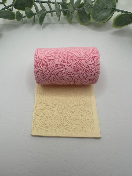 Drawn Floral Polymer Clay/Cookie Dough Texture Roller