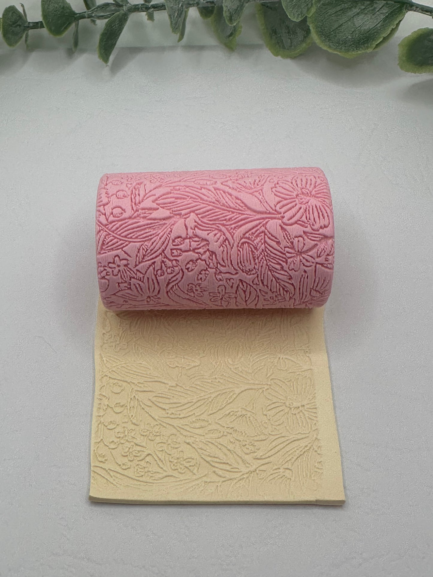 Drawn Floral Polymer Clay/Cookie Dough Texture Roller