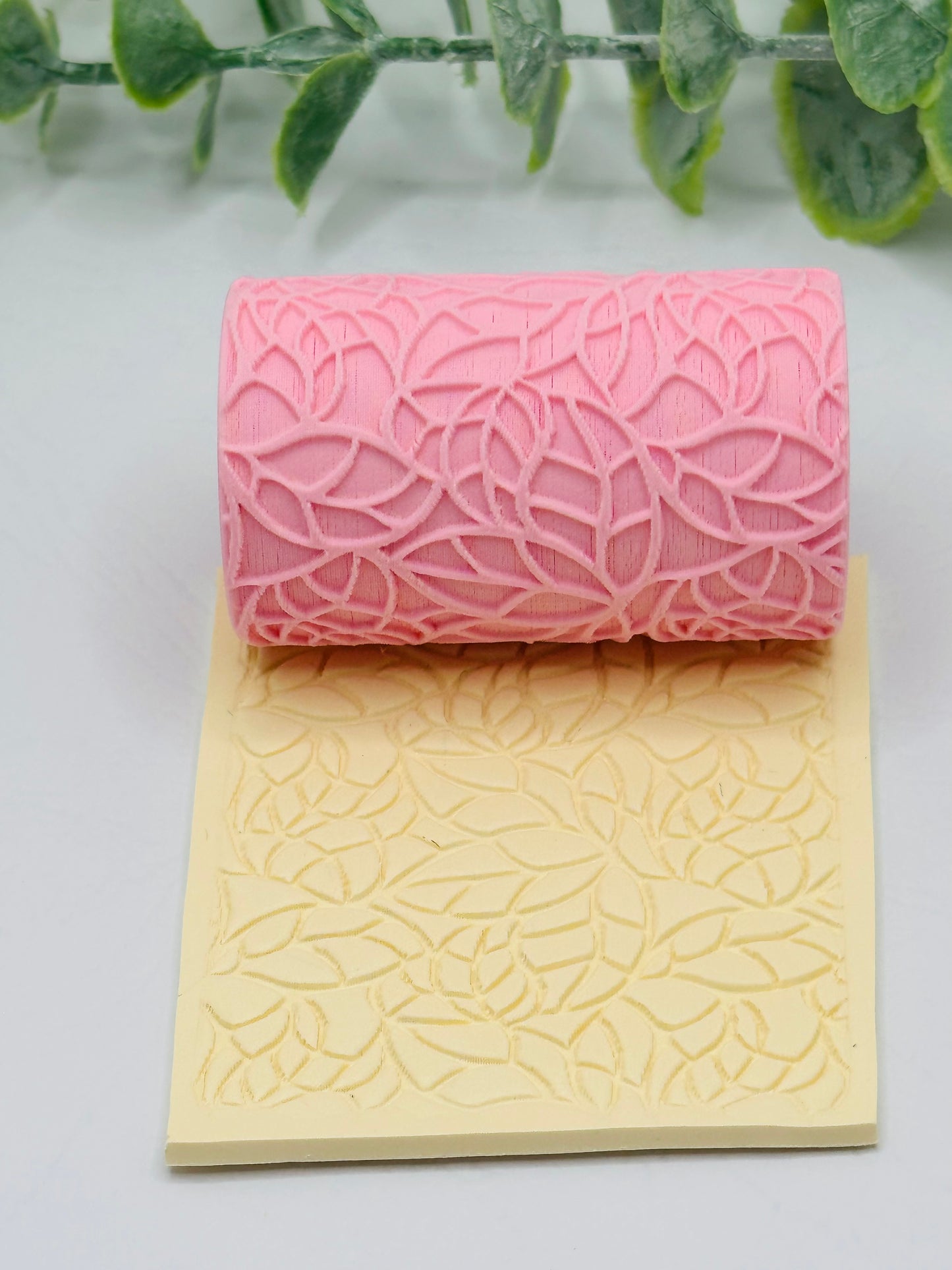 Leafy Stained Glass Polymer Clay / Cookie Dough Texture Roller