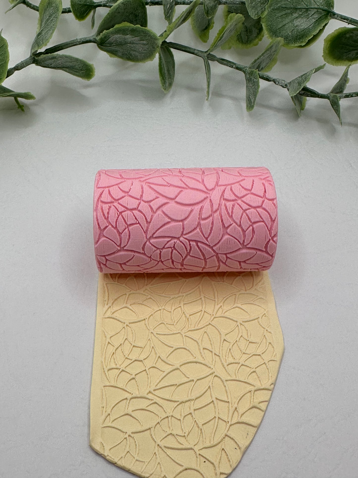 Leafy Stained Glass Polymer Clay / Cookie Dough Texture Roller
