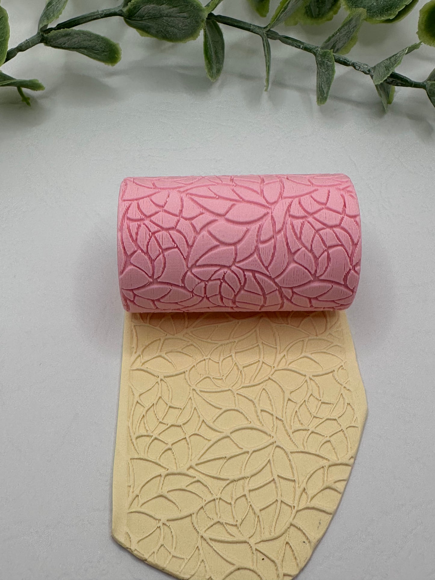 Leafy Stained Glass Polymer Clay / Cookie Dough Texture Roller
