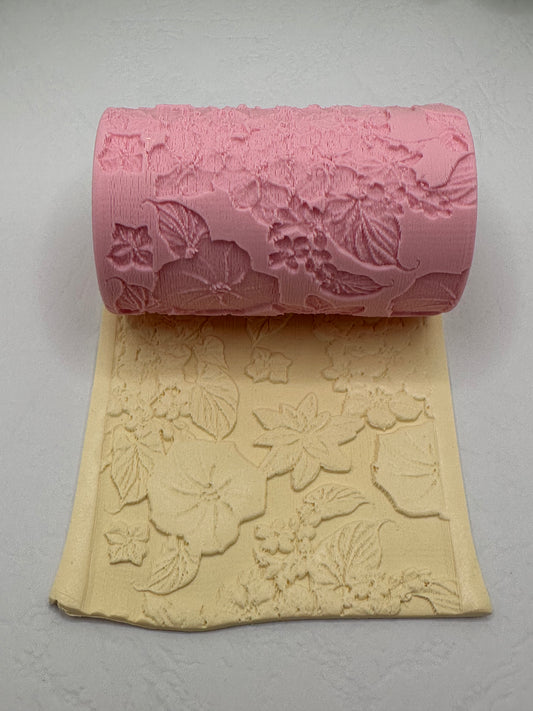 Hydrangeas Floral Polymer Clay / Cookie Dough Texture Roller