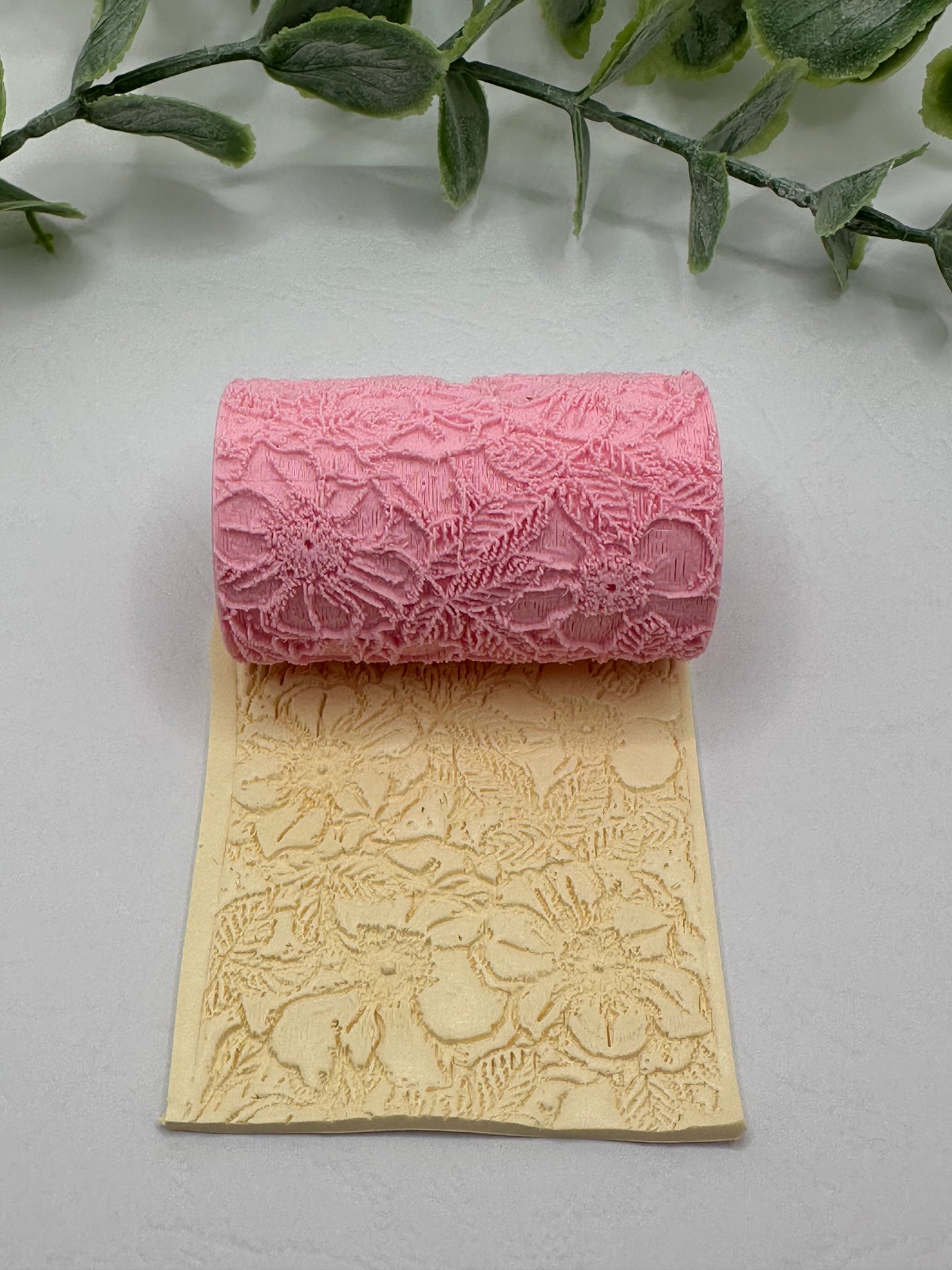 Tropical Flowers Polymer Clay / Cookie Dough Texture Roller