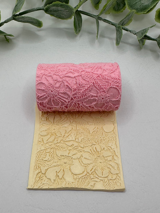 Tropical Flowers Polymer Clay / Cookie Dough Texture Roller