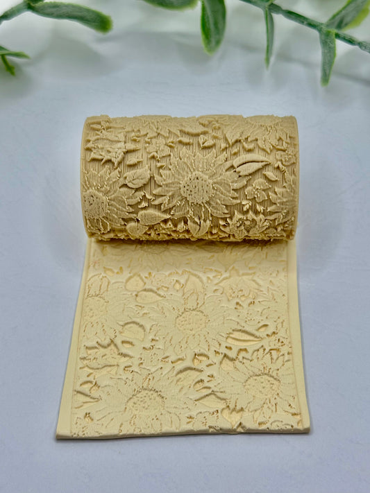 Sunflowers Pattern Polymer Clay / Cookie Dough Texture Roller