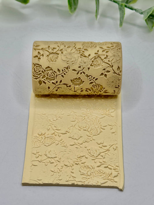 Poppies and Roses Polymer Clay / Cookie Dough Texture Roller