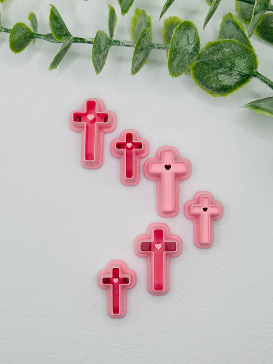 Cross with Heart Cookie Cutter / Polymer Clay Cutter