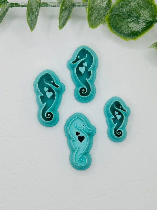 Seahorse with Hearts Cookie Cutter / Polymer Clay Cutter