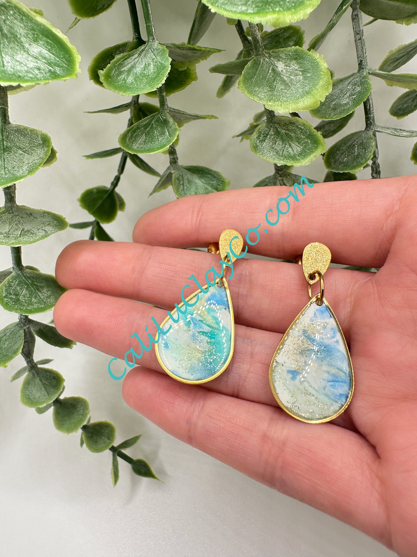 Ocean Mokume Gane Teardrop Earrings