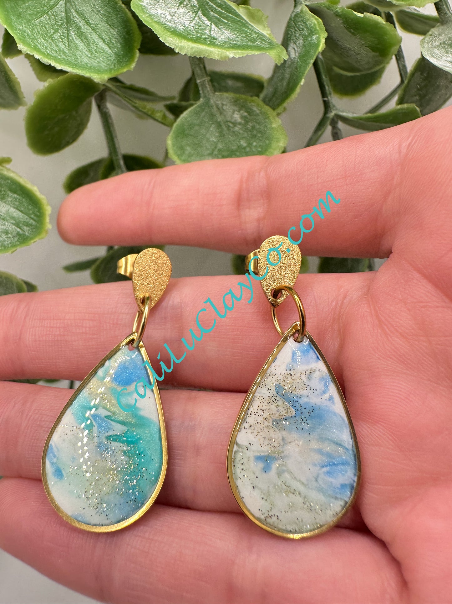 Ocean Mokume Gane Teardrop Earrings