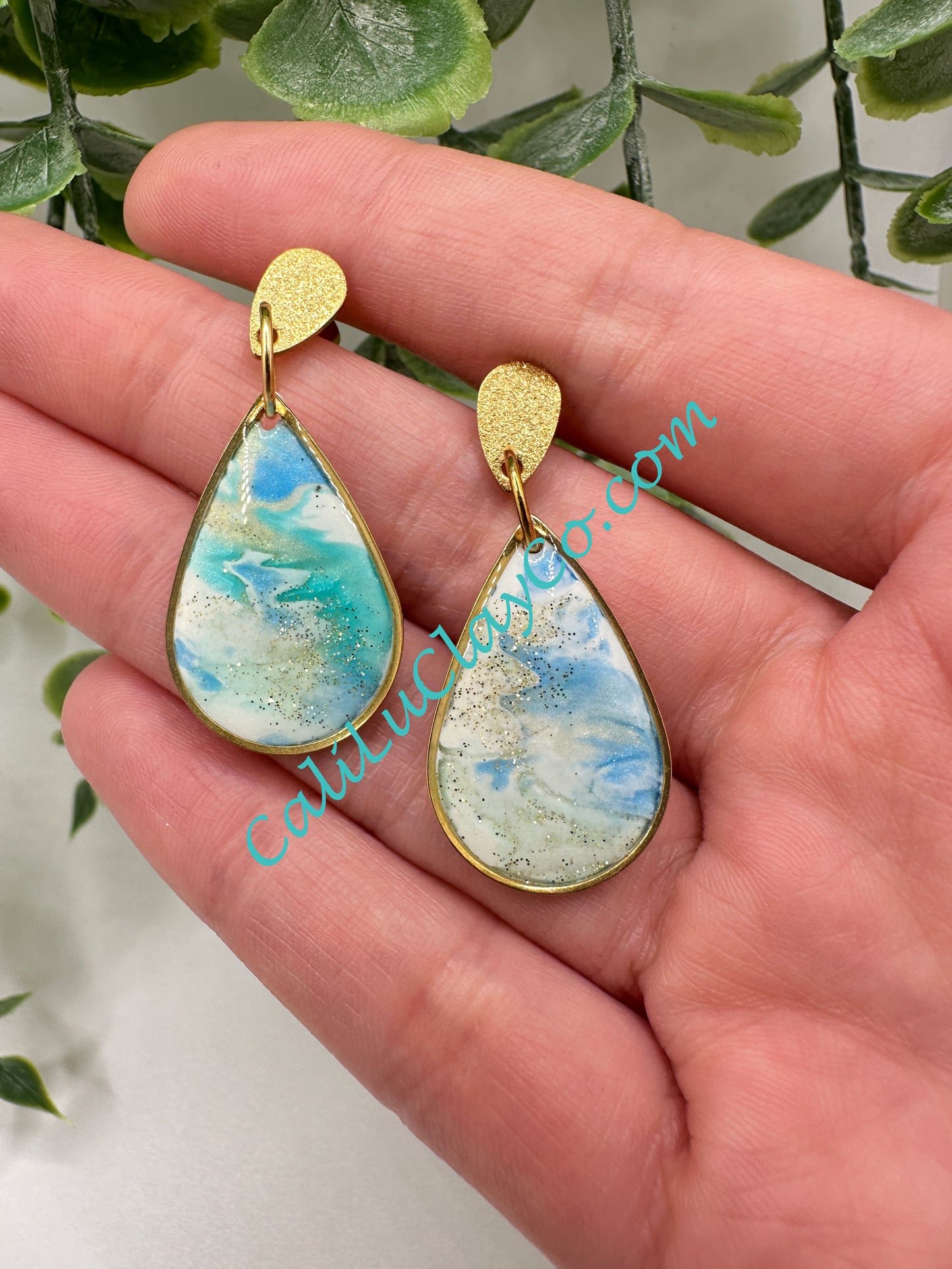Ocean Mokume Gane Teardrop Earrings