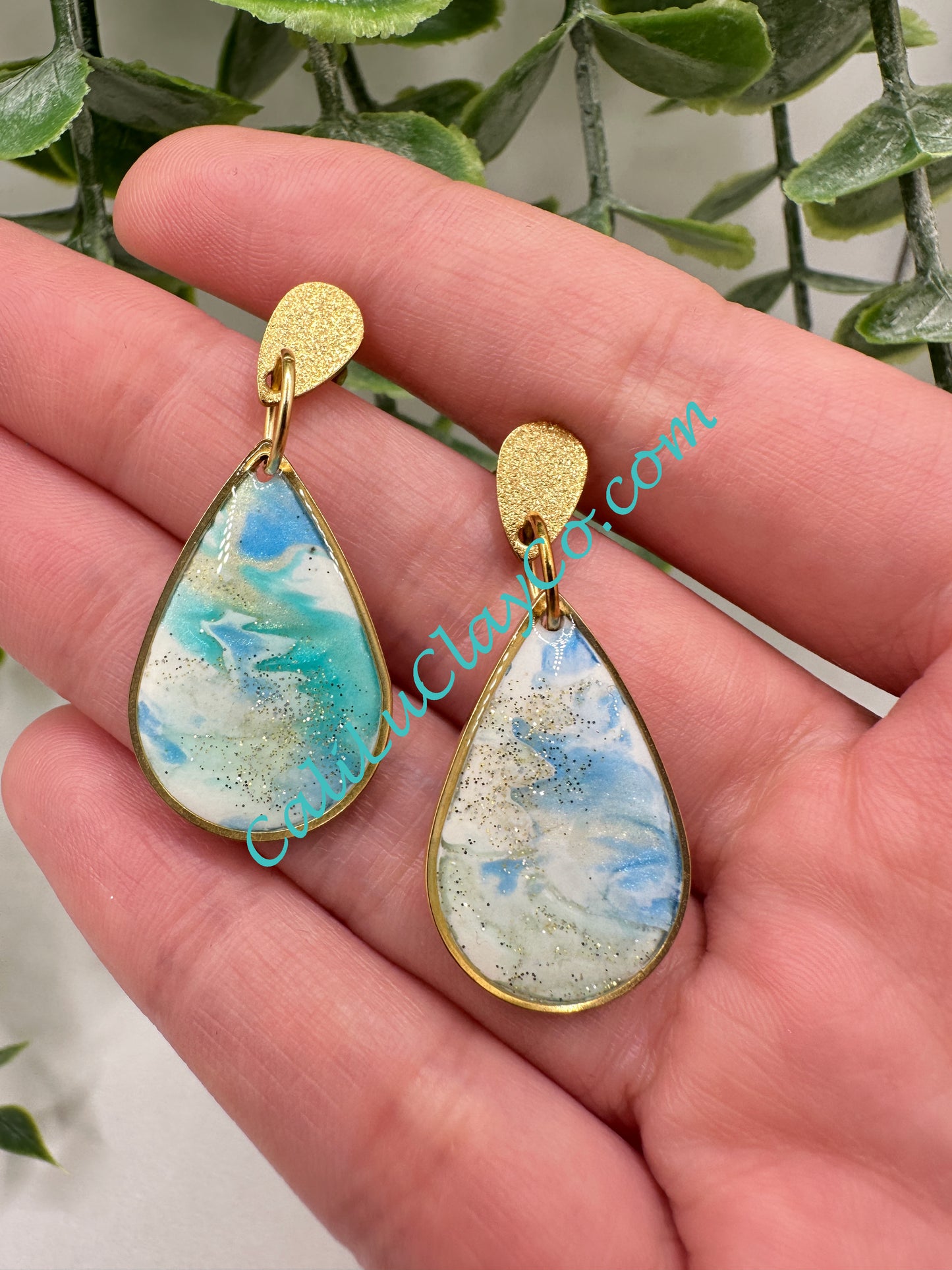 Ocean Mokume Gane Teardrop Earrings