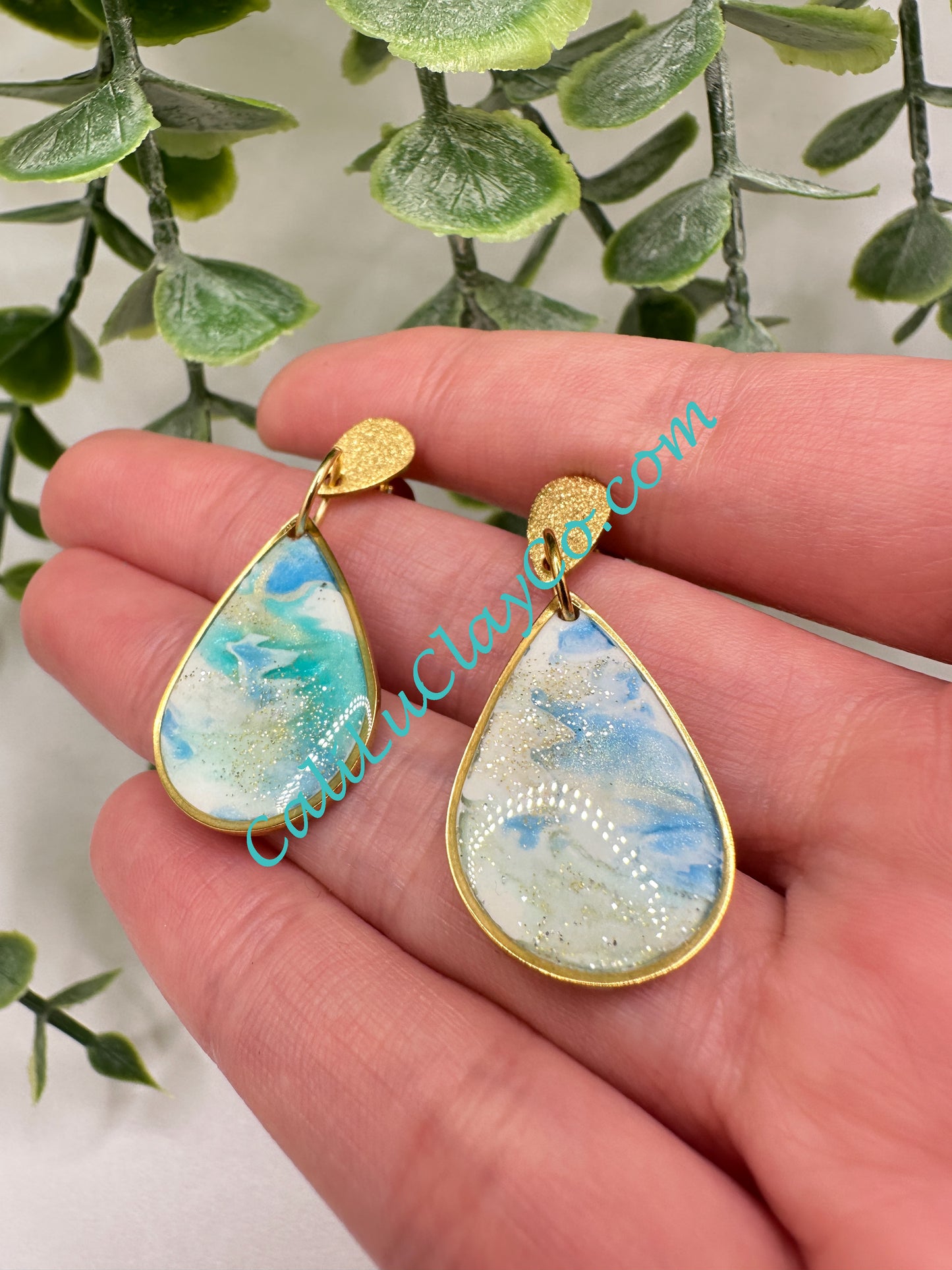 Ocean Mokume Gane Teardrop Earrings