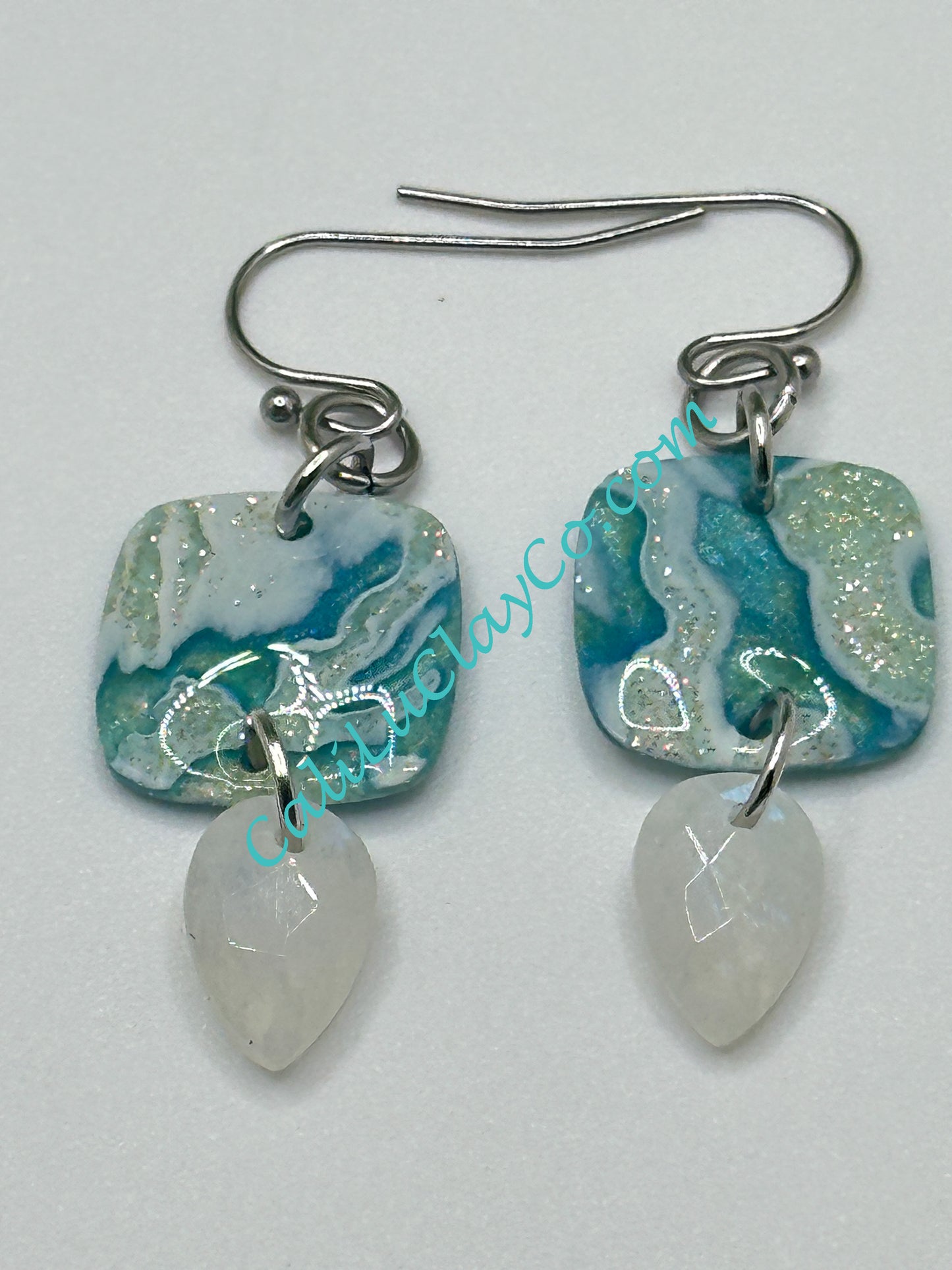 Reversible Ocean Story Earrings with Moonstones #1