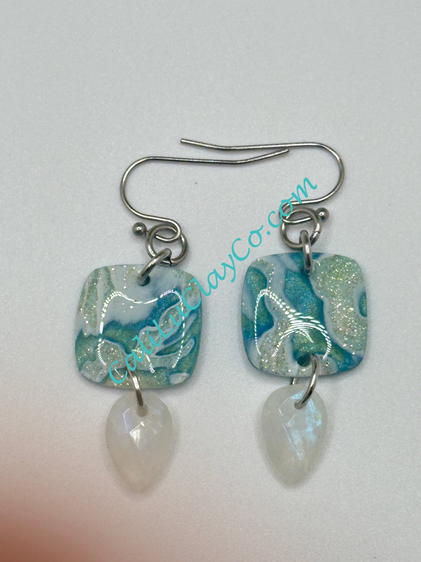 Reversible Ocean Story Earrings with Moonstones #1