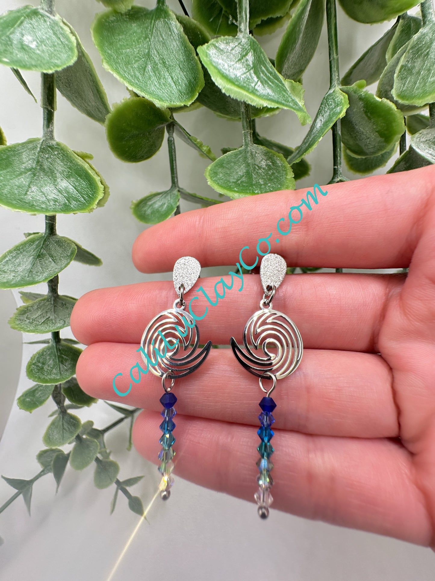 Stainless Steel Waves with Swarovski Drops