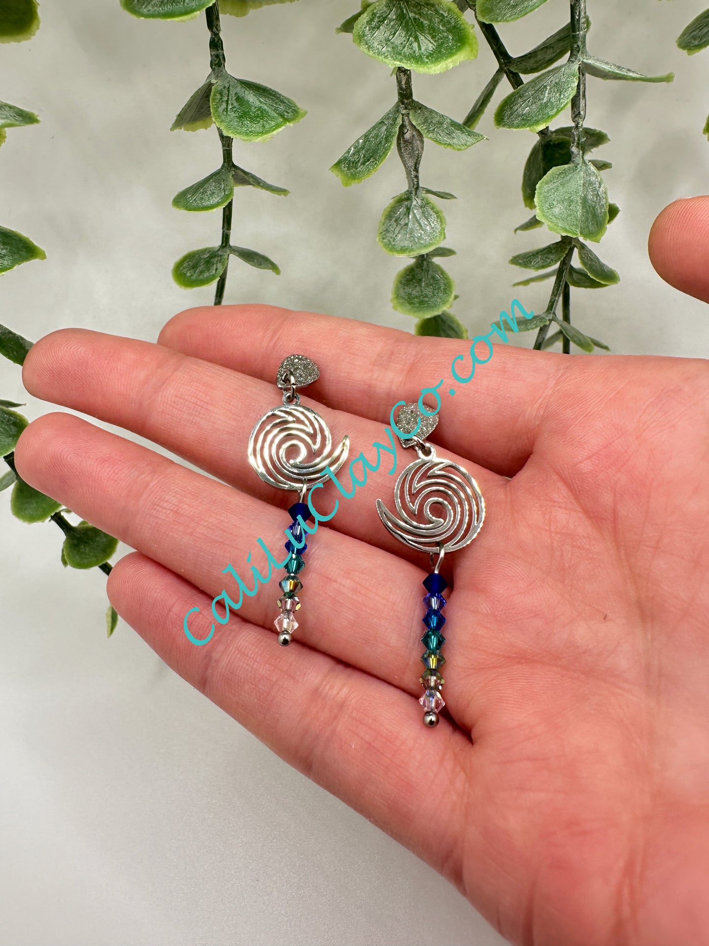 Stainless Steel Waves with Swarovski Drops
