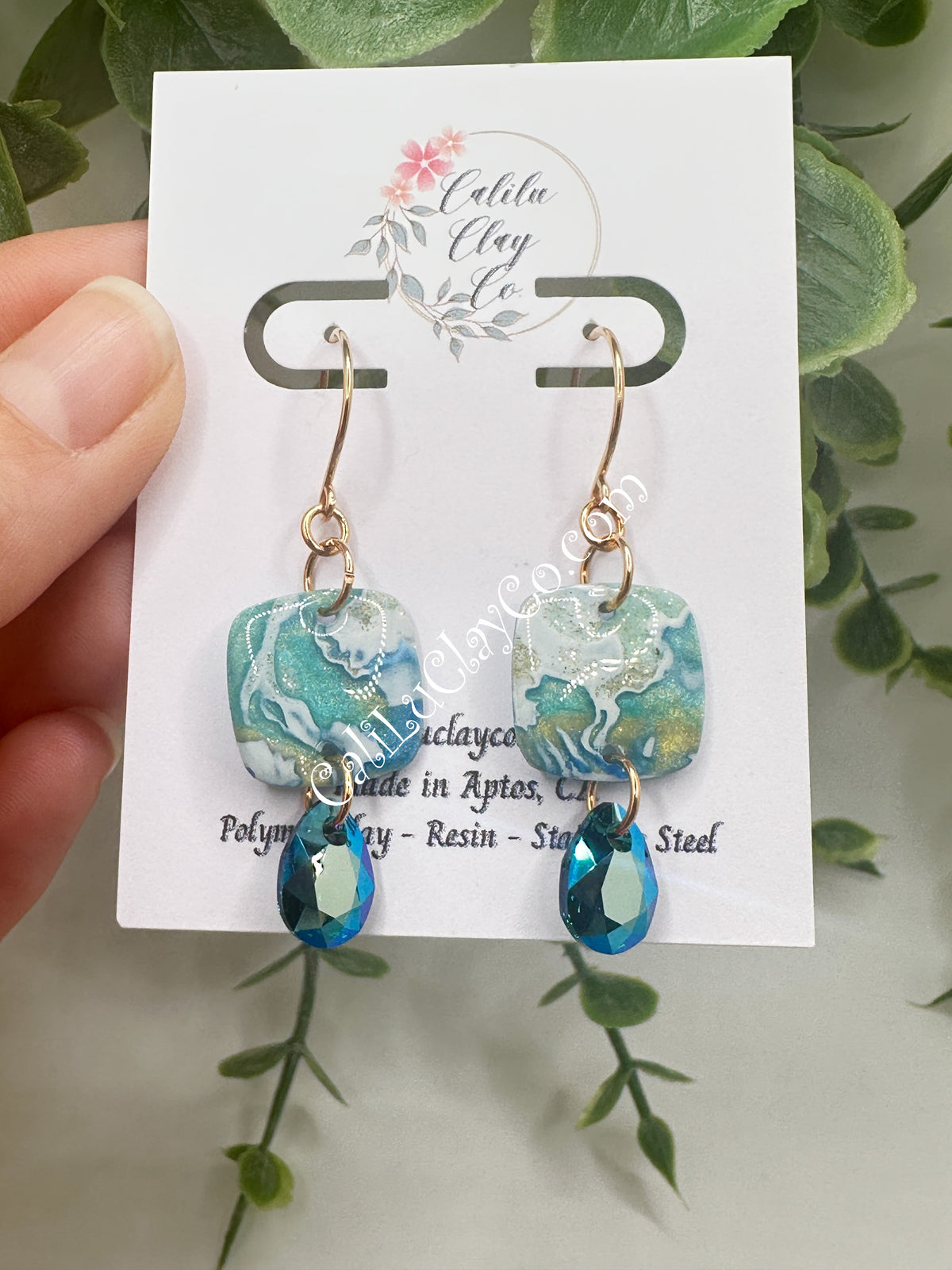 14k Gold Filled Ocean Story Dangles with Swarovski Drops