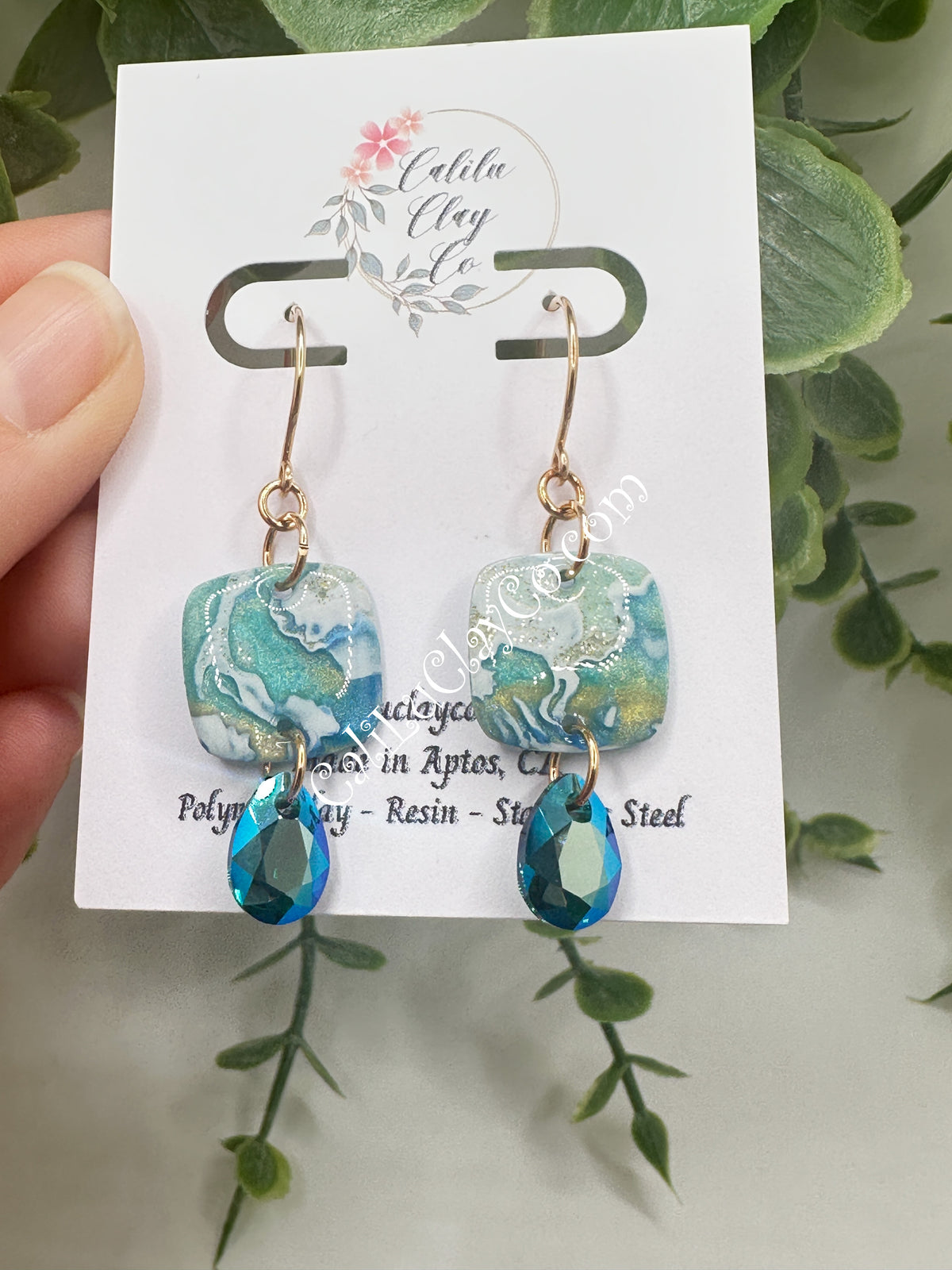 14k Gold Filled Ocean Story Dangles with Swarovski Drops