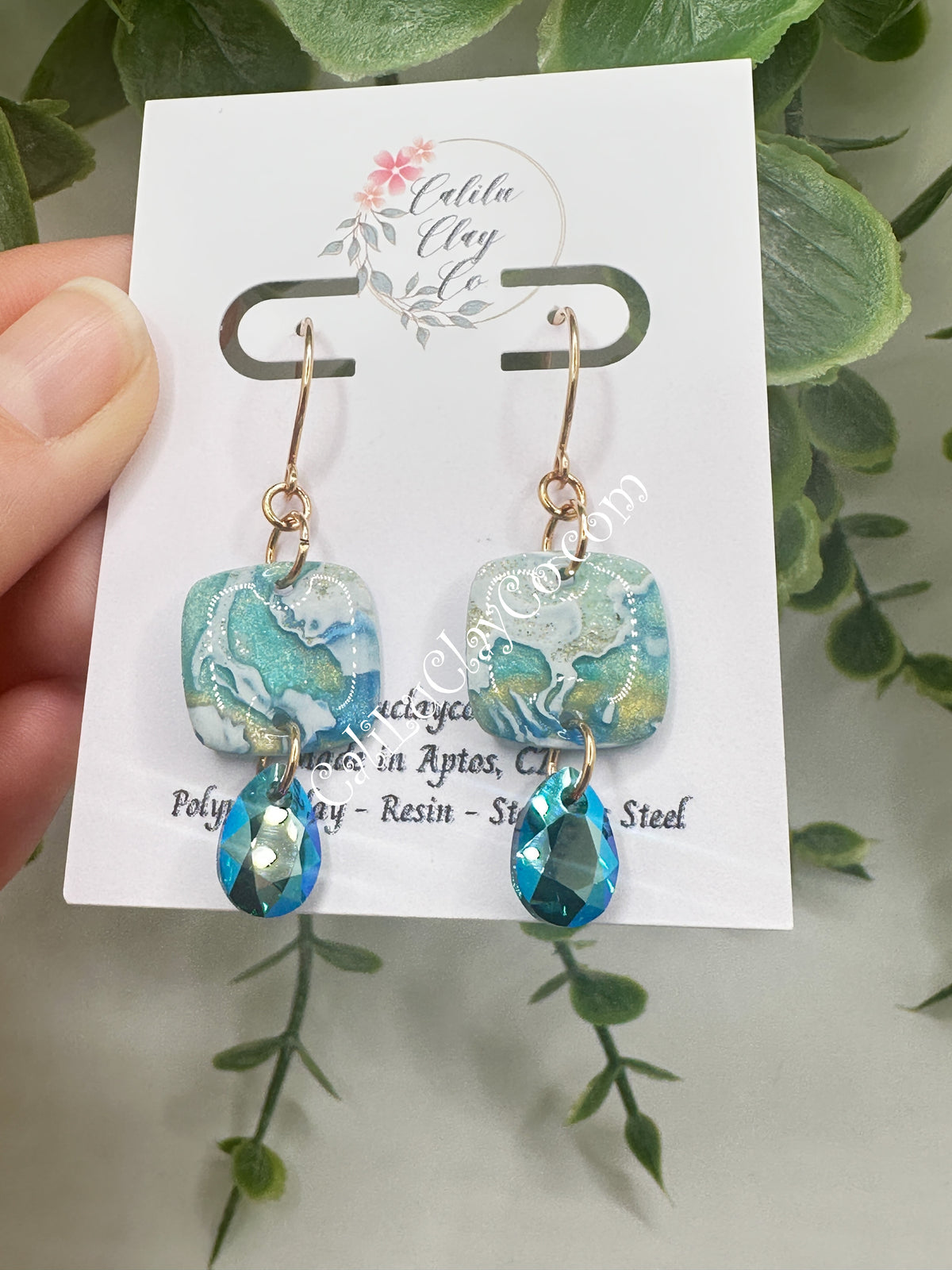 14k Gold Filled Ocean Story Dangles with Swarovski Drops