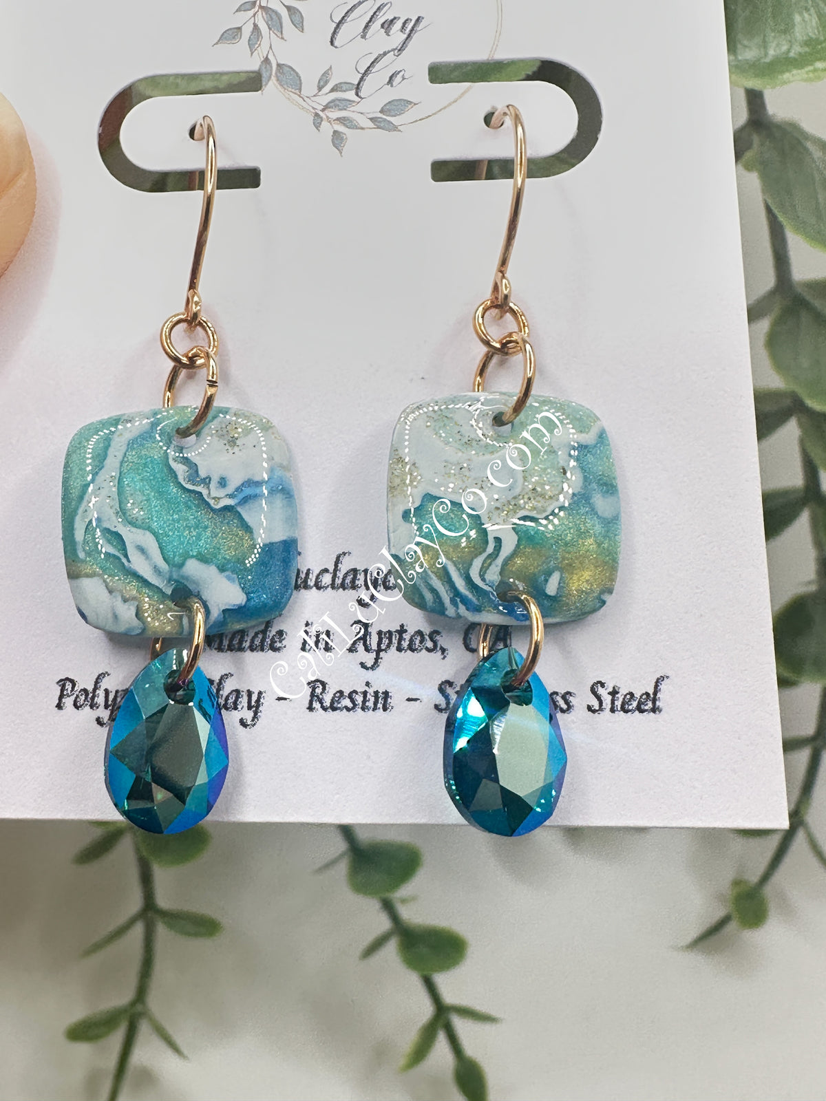 14k Gold Filled Ocean Story Dangles with Swarovski Drops