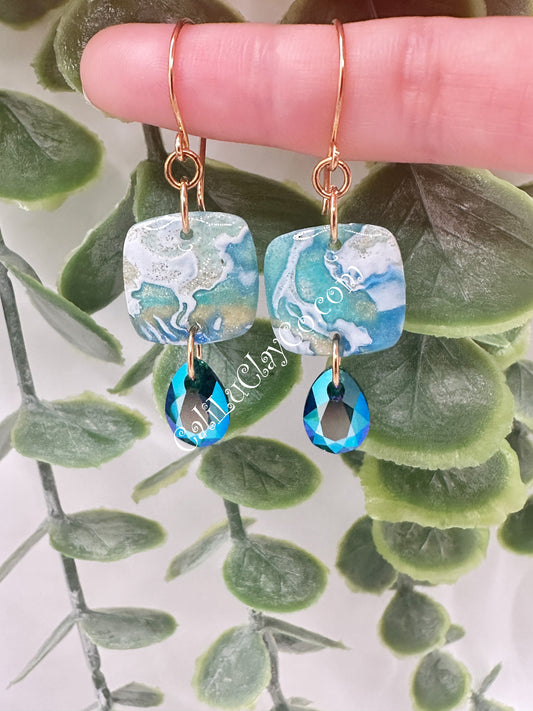 14k Gold Filled Ocean Story Dangles with Swarovski Drops