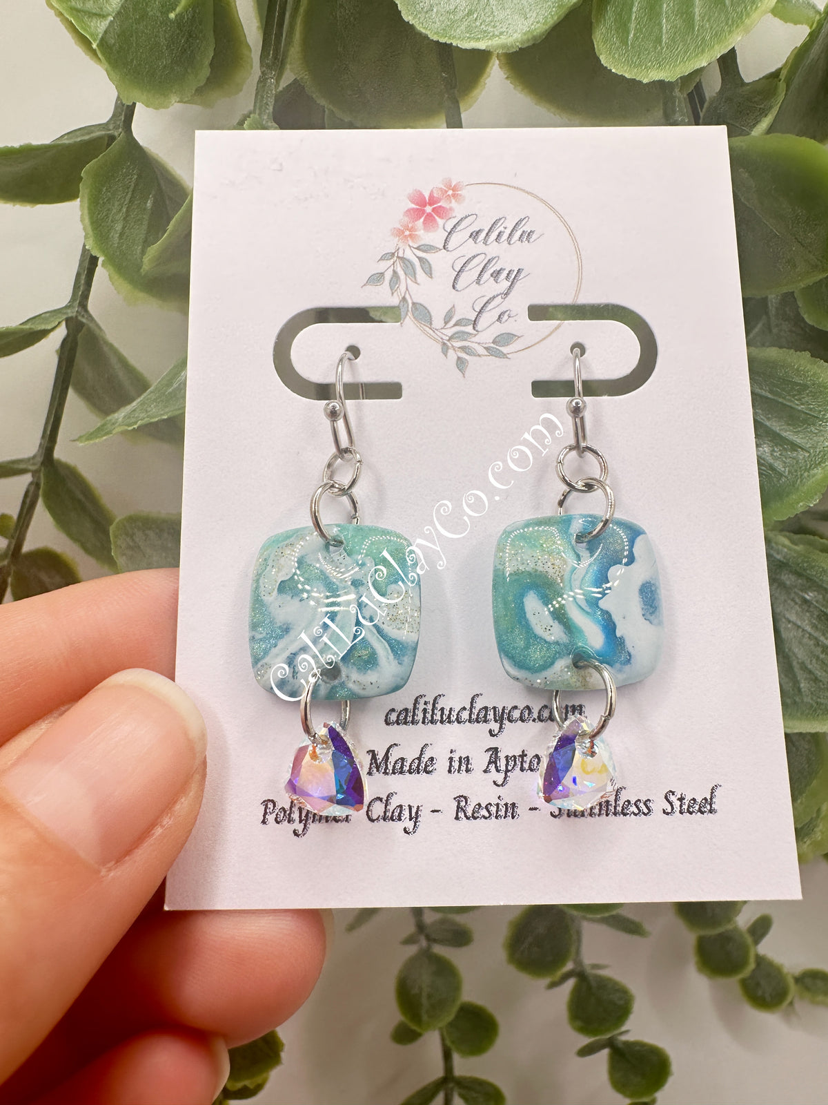 Reversible Ocean Story Earrings with Swarovski Triangles