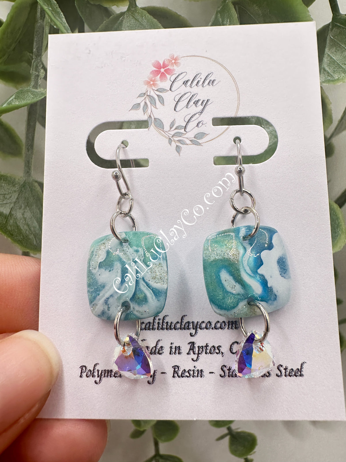 Reversible Ocean Story Earrings with Swarovski Triangles